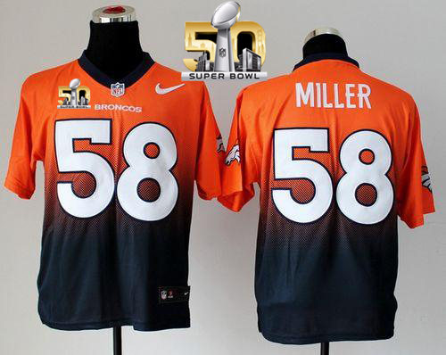Nike Broncos #58 Von Miller Orange/Navy Blue Super Bowl 50 Men's Stitched NFL Elite Fadeaway Fashion Jersey - Click Image to Close